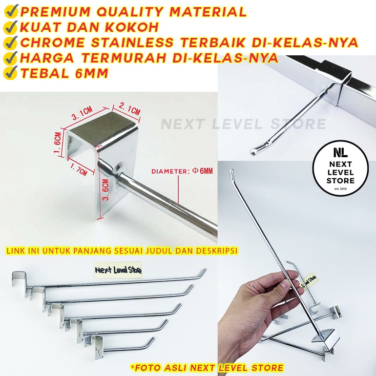 Single Hook Kotak Stainless 30cm 30 cm Cantolan Besi Tebal 6mm 6 MM Ram Rak - LINK GROSIR