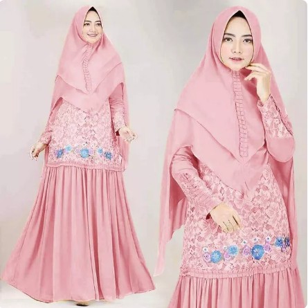 GAMIS SYAR'I AINUN Gamis Brukat Terbaru Gamis Set Khimar Gamis Syar'i Termurah, Gamis Brukat Pesta