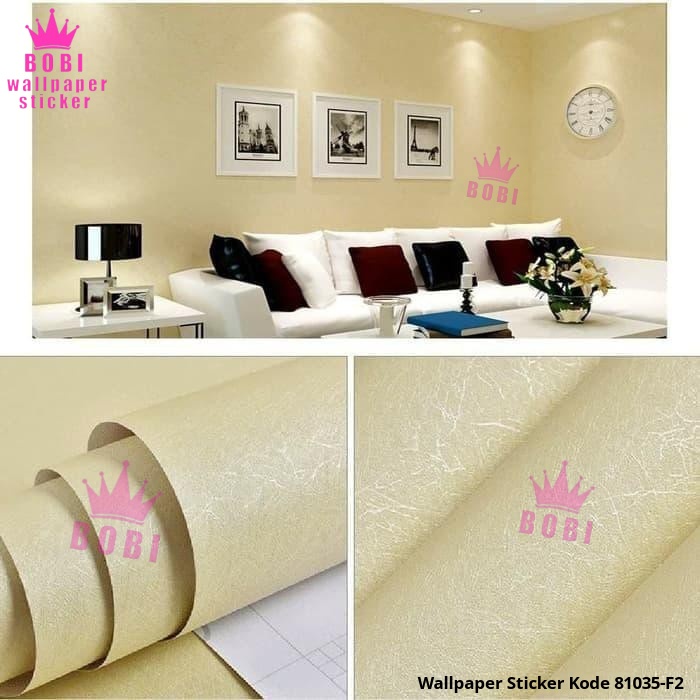 Wallpaper Sticker Motif Kuning Polos Samar 81035-F2 / Wallpaper New 2021 /  Uk.9mx45cm