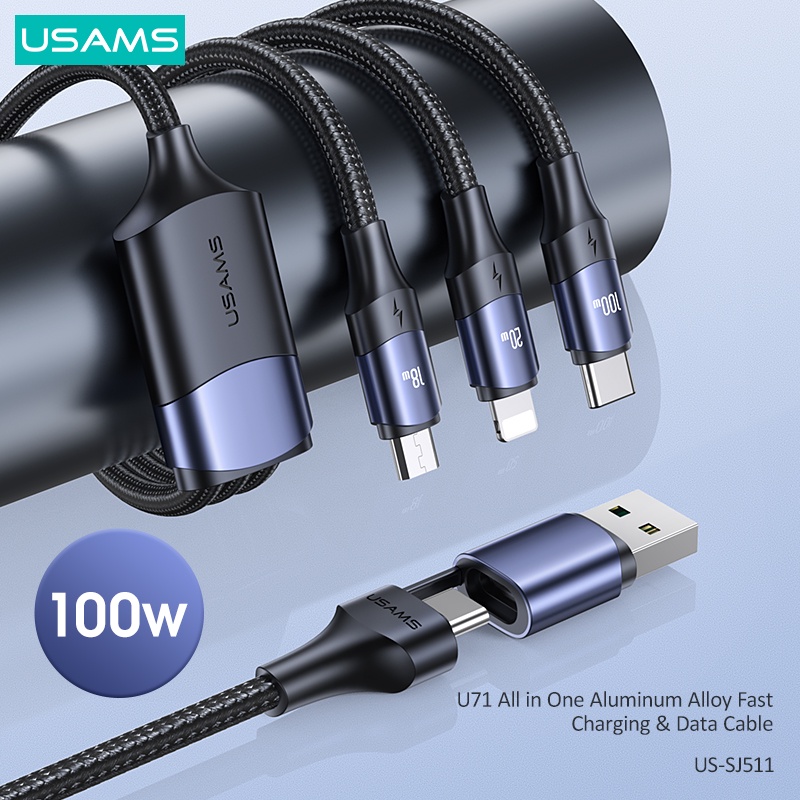 USAMS U71 Kabel Data Fast Charging All in one 100W PD/QC/AFC/FCP 1.2M