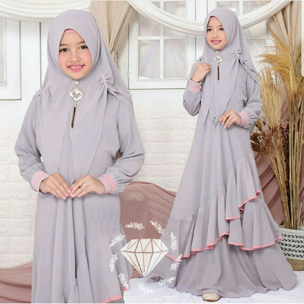 Termurah gamis anak Ravindra 4 warna (abu,dusty,pink,tosca)