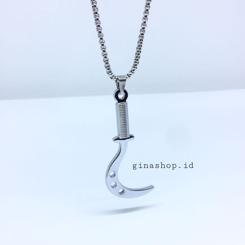 Kalung Pria Chokker Metal Kujang Naga Silver bahan Titanium Anti Karat Terbaru Termurah