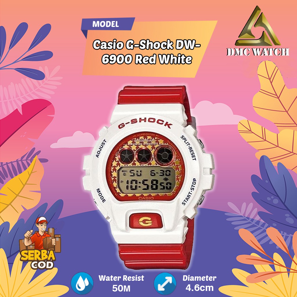 Jam Tangan Pria Casio G-Shock DW-6900 Limited Red White Original BM