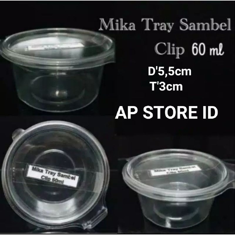 isi 20pcs mika tray sambal 60ml saos klip / cup saos