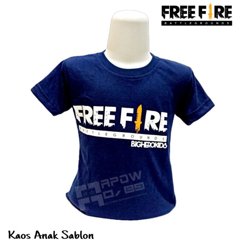 Baju kaos anak free fire gratis topi - baju anak