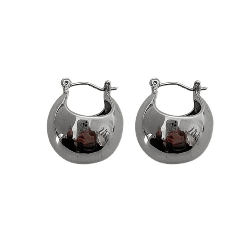 【COD Tangding】Korean Temperament High Sense Autumn Winter Versatile Earrings Metal Ball Ear Buckle