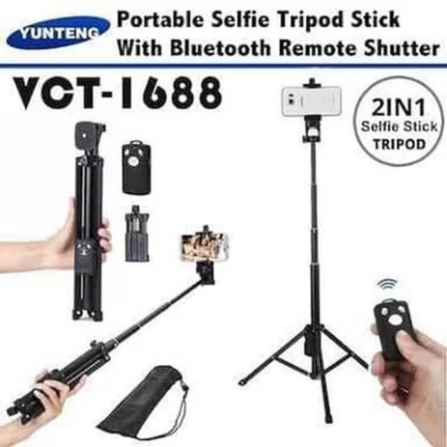 Tongsis Tripod 2in1 Multifungsi Yunteng VCT1688 VCT 1688 Remote Shutter Bluetooth Original Grosir