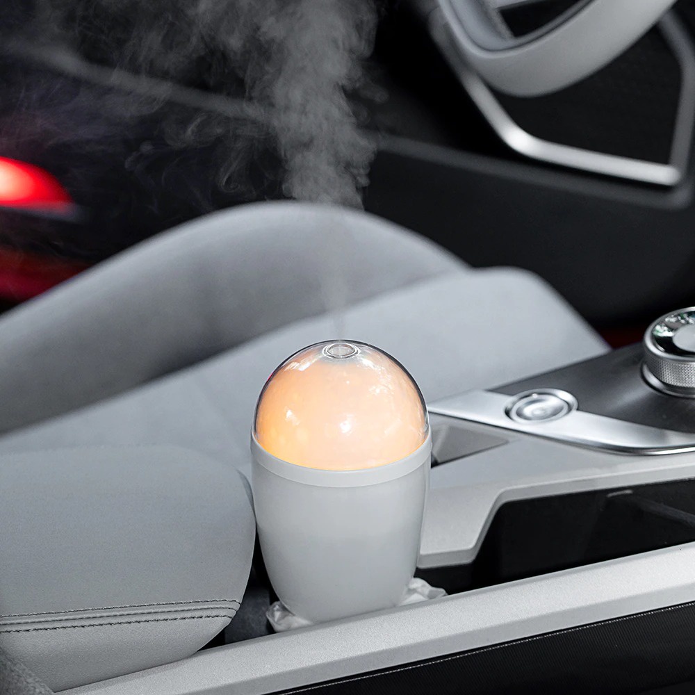 Alat Pengharum Mobil Pelembab Udara Mobil LED Car Air Humidifier 280ml - HTS504 - White