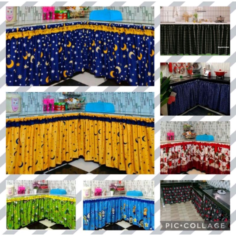 Gorden Kolong Dapur Minimalis Ukuran +-100x75 cm Bonus Tali