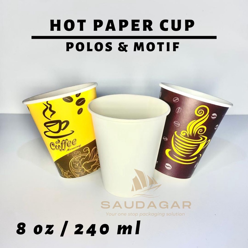 Hot paper cup / gelas kertas minuman panas / kopi / teh 8 oz