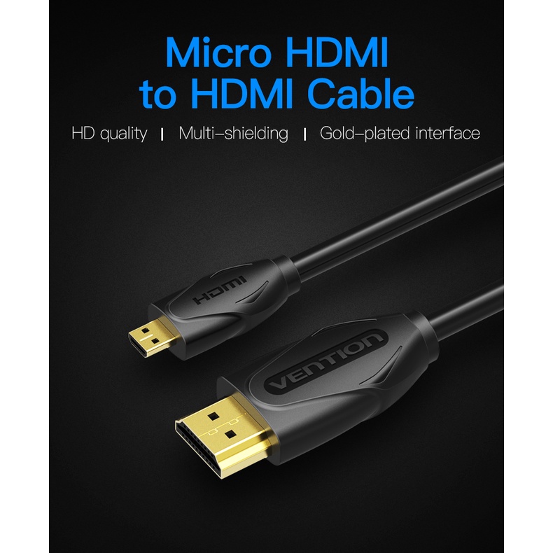 ( Bisa COD ) Vention Kabel HDMI to Micro HDMI v1.4 Full HD 3D High Speed VAA D03 Ori