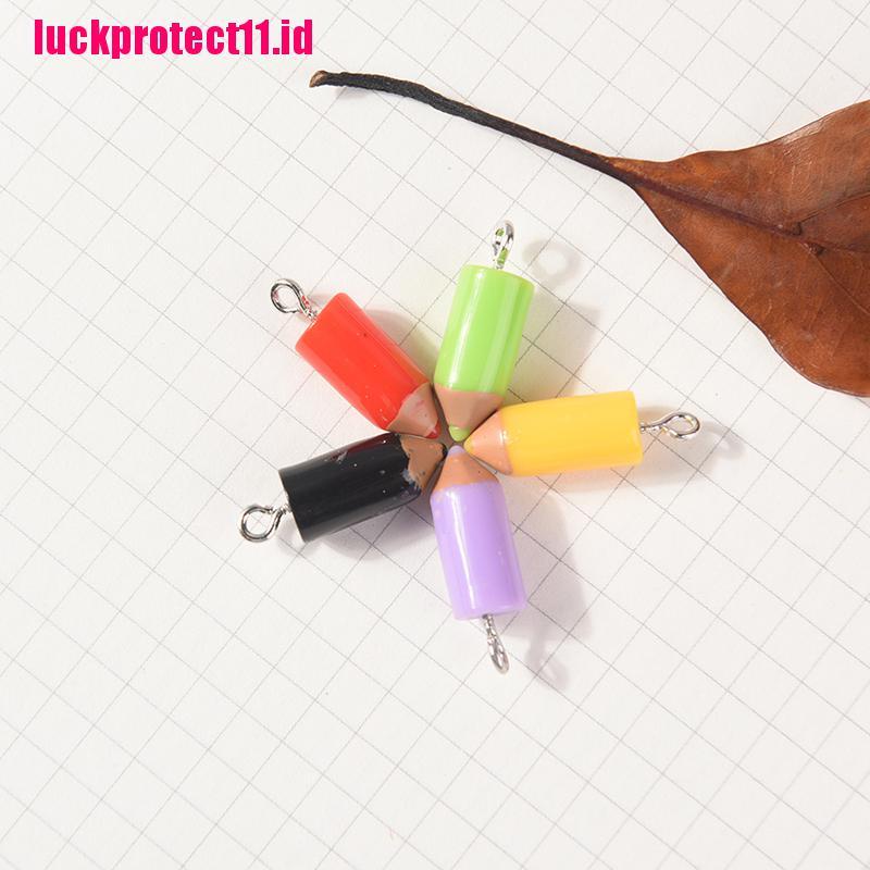 (LUCK) 10pcs Gantungan Kunci Bentuk Pensil Warna Campur DIY