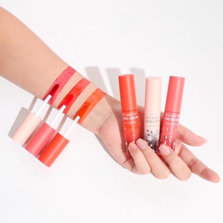 (Ready) 3 In 1 Jelly Tint Noera Beautycare Lipscare 3In1 Liptint Juicy Plum Girlish Red Pearl Dream