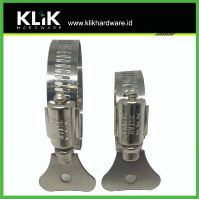 Klem Selang Kuping Stainless Taiwan - Hose Clamp Steel Handle Pilih Ukuran 1 1/2 &amp; 2 Inch