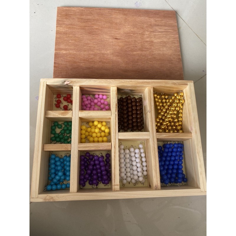 Montessori Math decanomial beads  1-10 / decanomial beads (wooden box)