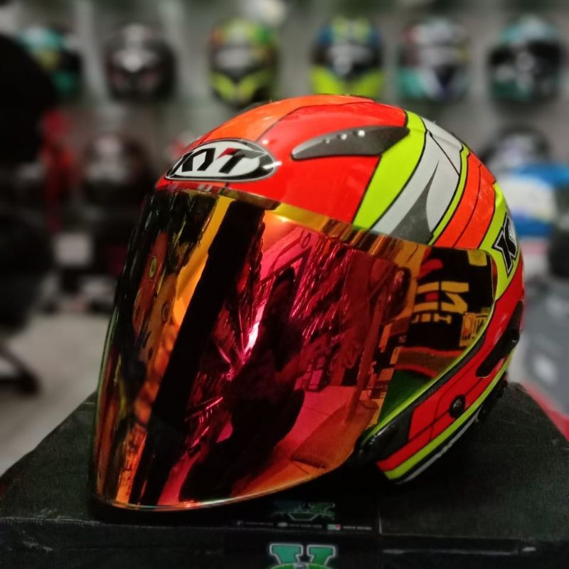 KYT GALAXY SLIDE MOTIF VISOR IRIDIUM RED GOLD
