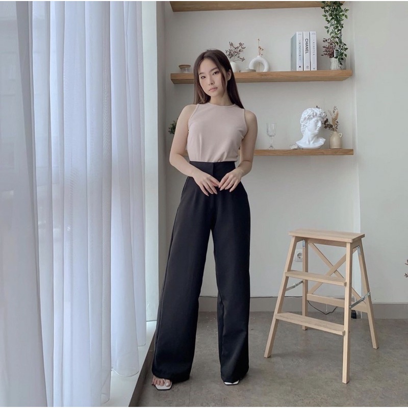 ZOEY CULLOTES KOREA LONG PANTS - CELANA KULOT WANITA PREMIUM - CELANA  KERJA PANJANG FORMAL WANITA - FLOWY PANTS - CELANA BAHAN - HADIAH ATAU KADO ULTAH CEWEK