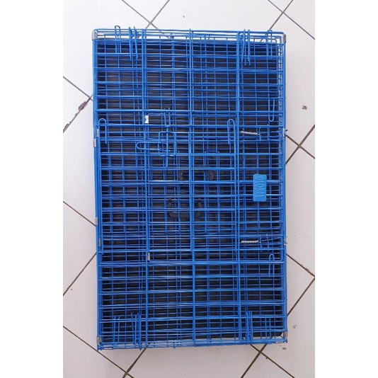 Kandang  Besi Lipat Tebal Size XL (92cm x 56cm x 66cm) Kucing / Anjing / Kelinci-BIRU