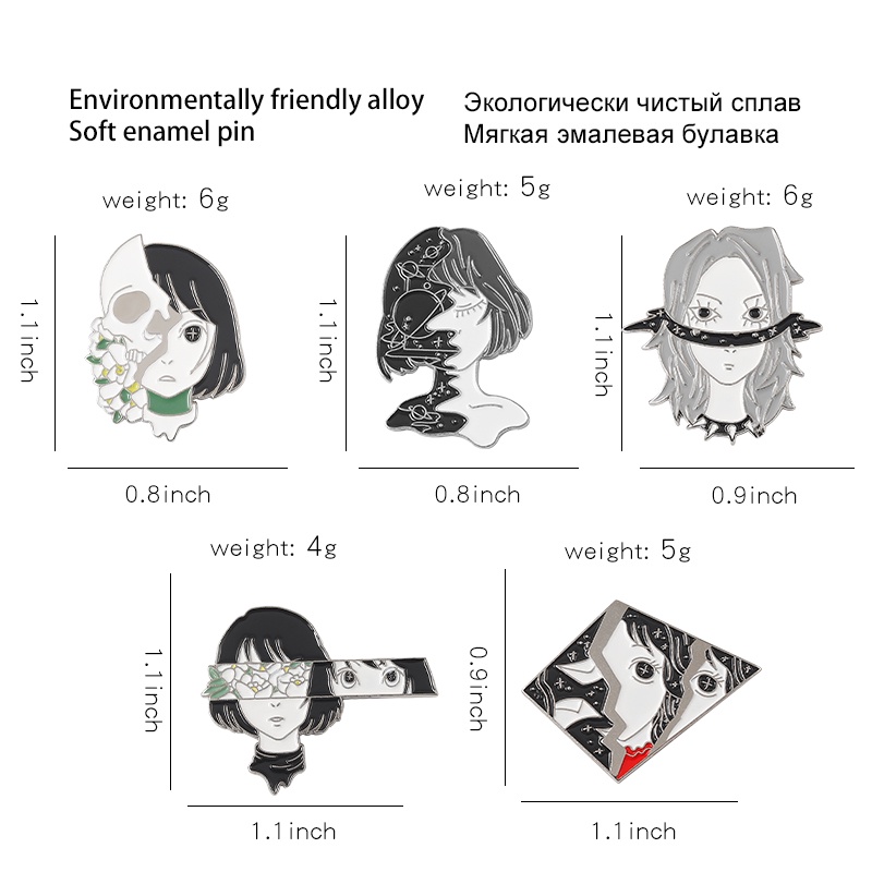 Bros Pin Enamel Bentuk Tengkorak 5 Model Gaya Punk Untuk Wanita
