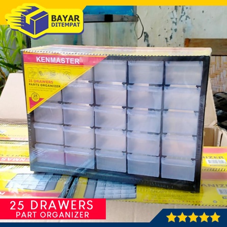 Kenmaster Organizer Rak Susun Drawer 25 Slot Kotak Spare Part Komponen