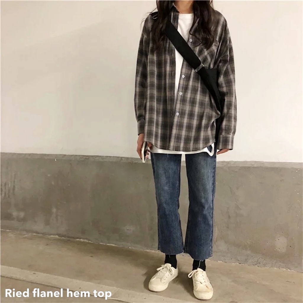 Ried flanel hem top - Thejanclothes