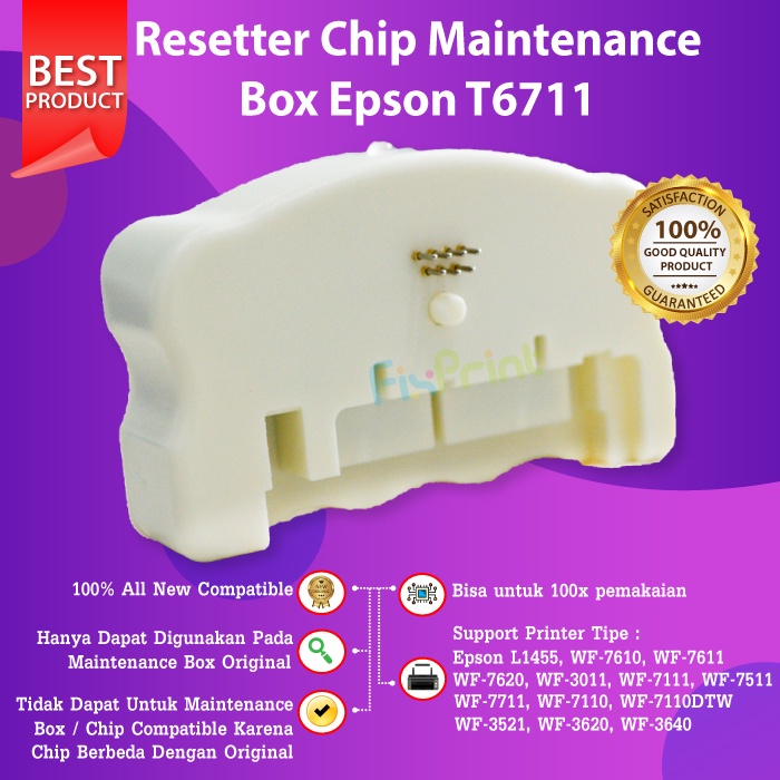 Resetter Maintenance Box T6711 Printer Epson L1455 WF-7711 WF7711 WF7611 WF7511 WF7211 WF7111 WF3521