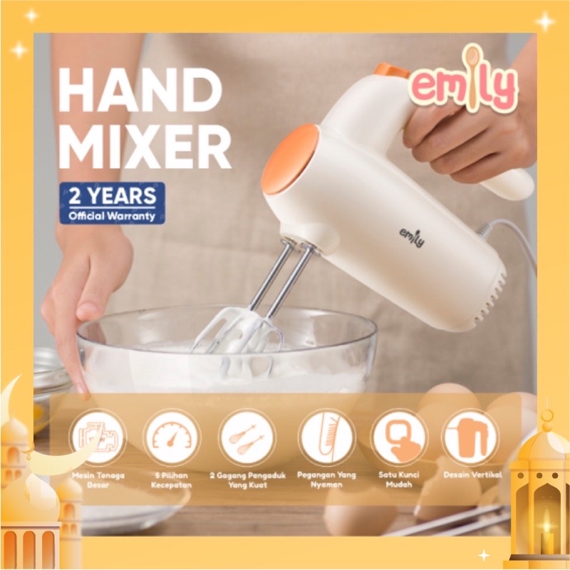 EMILY Hand Mixer | Electric Multifunctional Hand Mixer | Alat Pengaduk Adonan