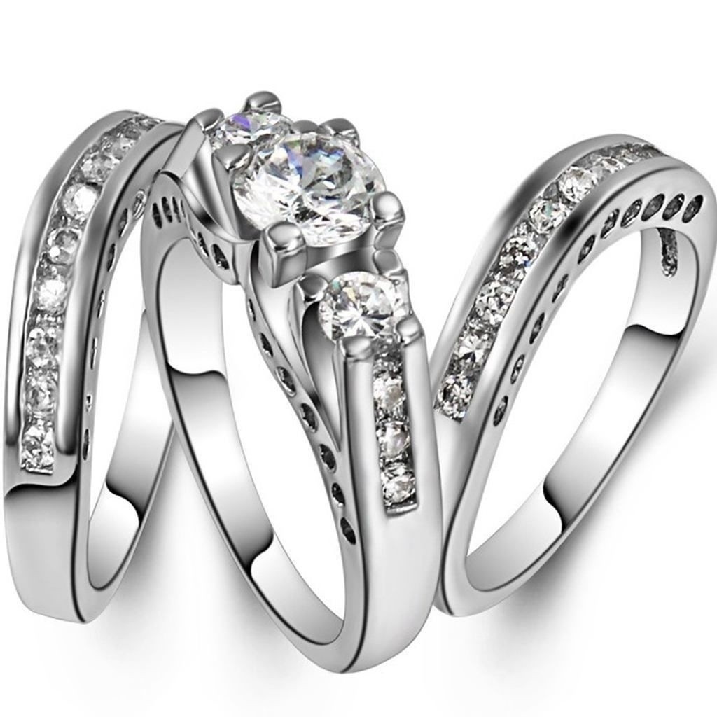 SEUSUK  3Pcs / Set Cincin Bridal dengan Zirconia untuk Wanita