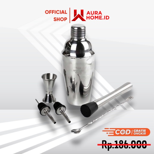 6in1 Bartender Bar Cocktail Stainless Steel 550ml /  Alat Gelas Pengocok Kocok Kocokan Minuman Baris