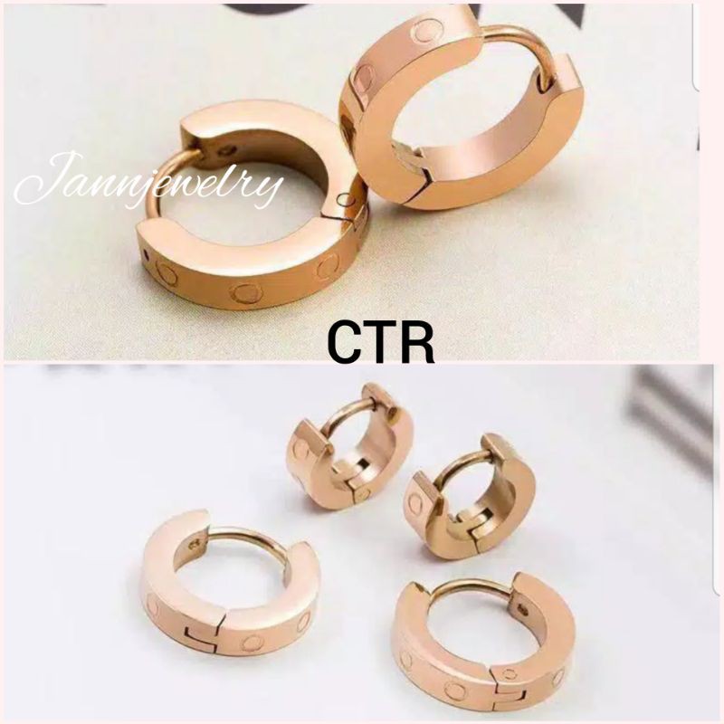 Anting Jepit Titanium Simple Polos Anti Karat dan Alergj