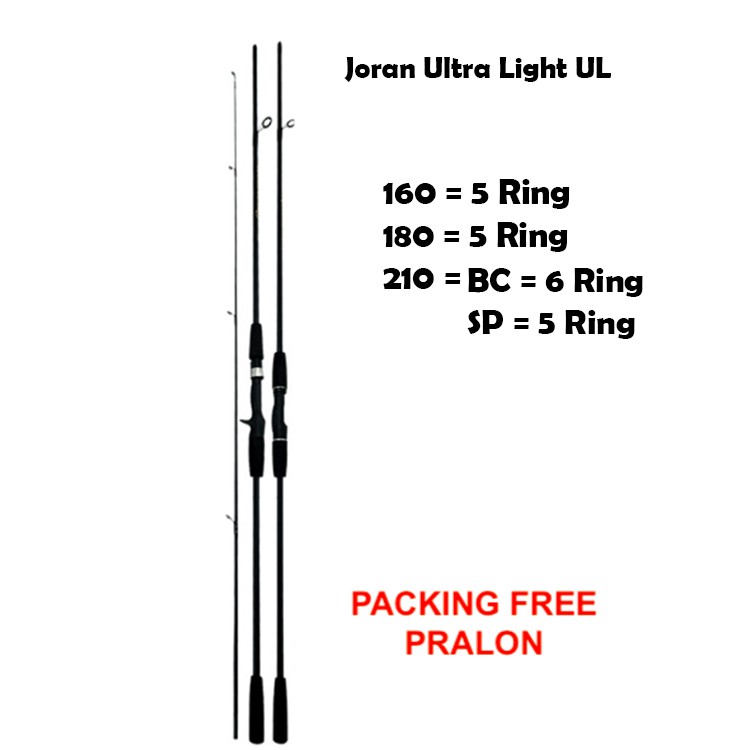 JORAN UL ULTRALIGHT RENLONG WARNA HITAM CARBON FIBER SPINNING DAN BAITCASTING