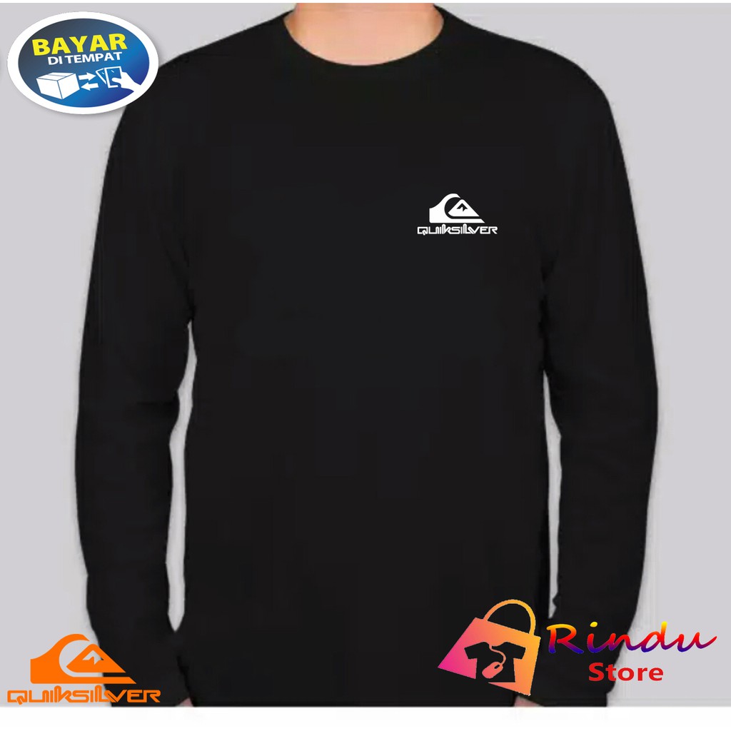 Kaos Keren / Kaos Lengan Panjang "Quiksilver" Samping Putih/ Kaos Pria / Kaos Wanita