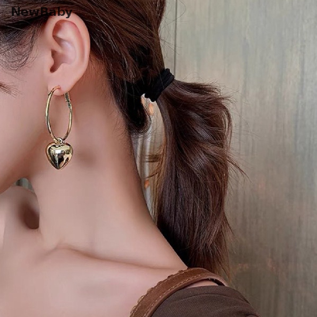 Anting Stud Bentuk Hati Warna Emas Untuk Wanita