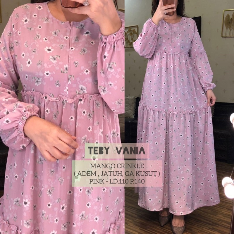 Daster Arab TEBY VANIA Maxi Dress Gamis Crinkle Premium