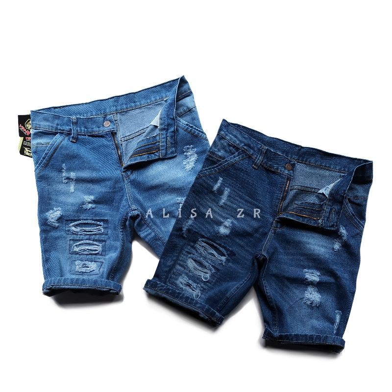 Celana jumbo 39-44 pendek Rippedjeans/Robek Pria bahan jeans kualitas distro