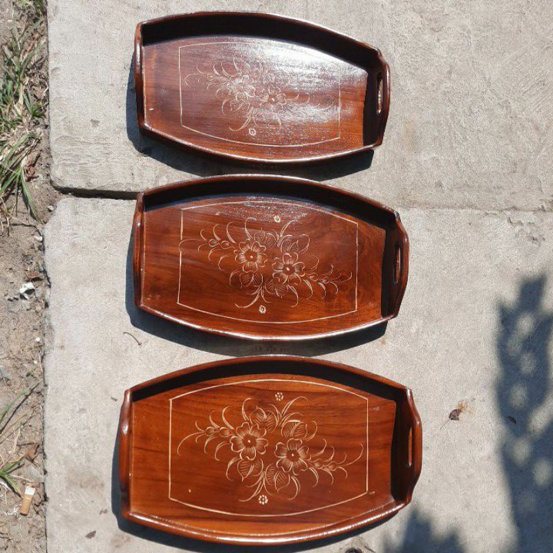 nampan - baki set - nampan kayu jati - nampan kayu - tray - toko kayu jati