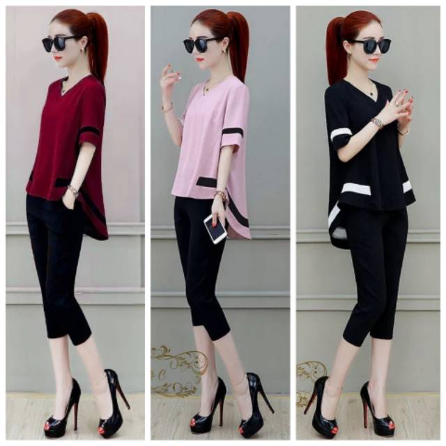 SET BAJU WANITA KOREAN STYLE/ stelan ernesta / One set korea kekinian stelan baju wanita murah