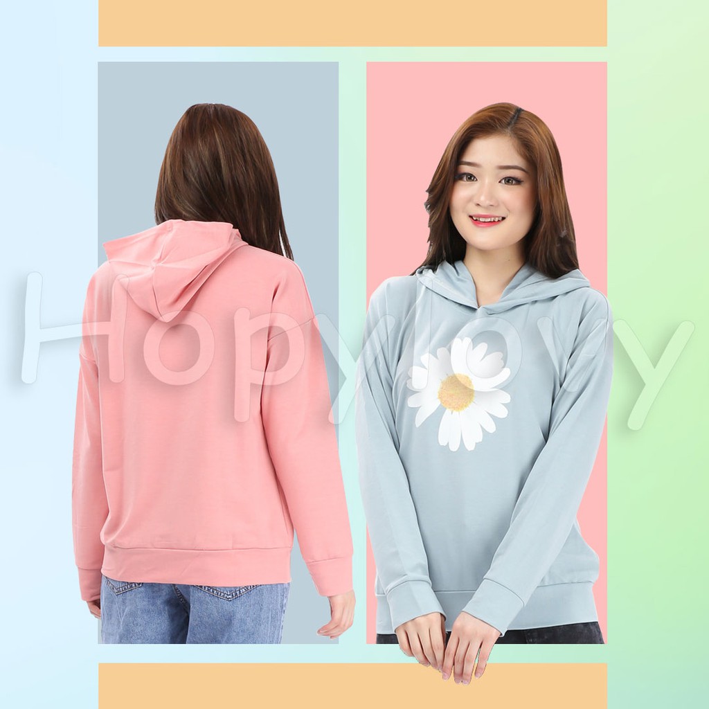 HOPYLOVY Sweater Hoodie Wanita Motif Daisy