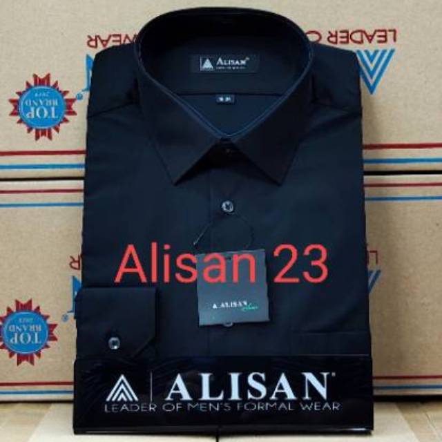 Kemeja Alisan Hitam Regular Lengan Panjang (100% ORI)