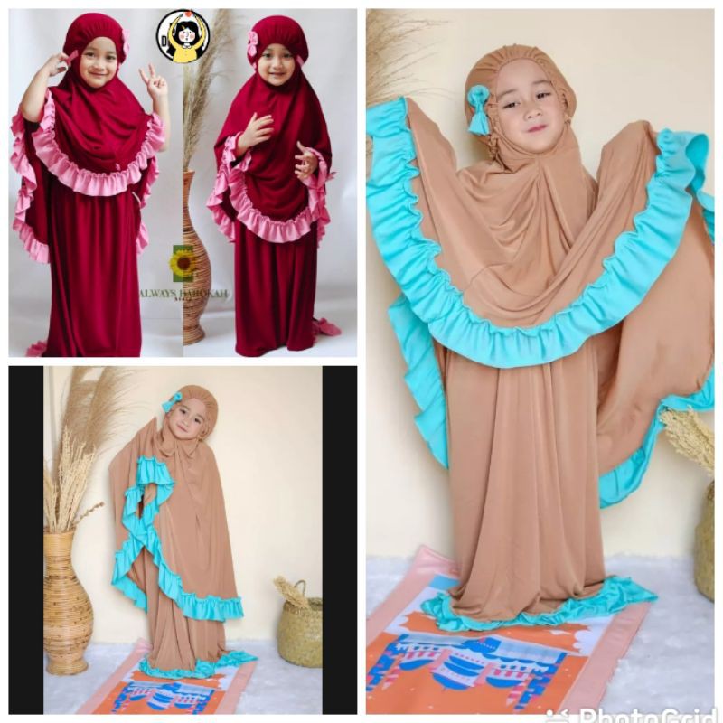 Mukena Anak Perempuan Pita Qirani  Usia 3- 6 Tahun | Pakaian Jersey Mukenah Tanggung 4-5 Thn |Mungkena Muslim Sd Lucu |Mekena Bayi Tk Bts Premium