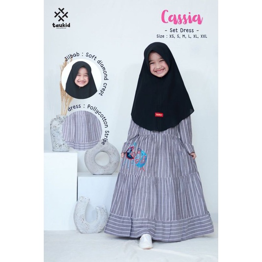 One Set Gamis Syari Anak Usia 3-12 Tahun Bahan Pollycotton By Taukid/ Set Gamis Anak Taukid/ Gamis P