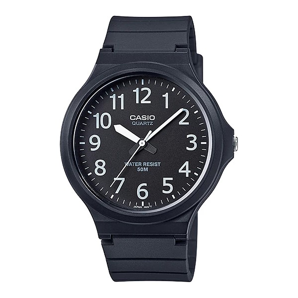 Casio General MW240-1B 7B 7E / MW-240-1B 1E 7B 7E Pria Analog Karet Hitam