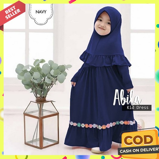 Terbaru Nr Maleeka Syari Kids Gamis Anak Perempuan Set Kerudung Usia 7 8 9 10 11 12 13 Tahun Model T