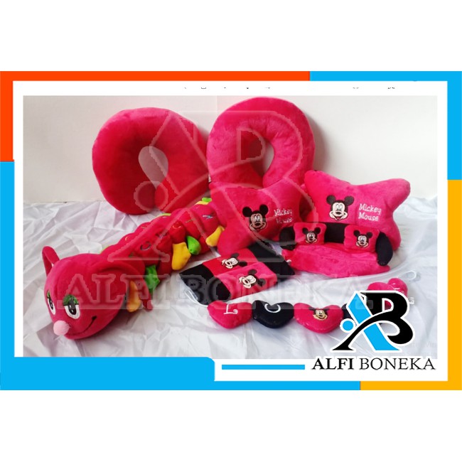 Paket Bantal Mobil dan 2 bantal leher - Bantal sandar Mobil set murah - bantal mobil 9in1 boneka