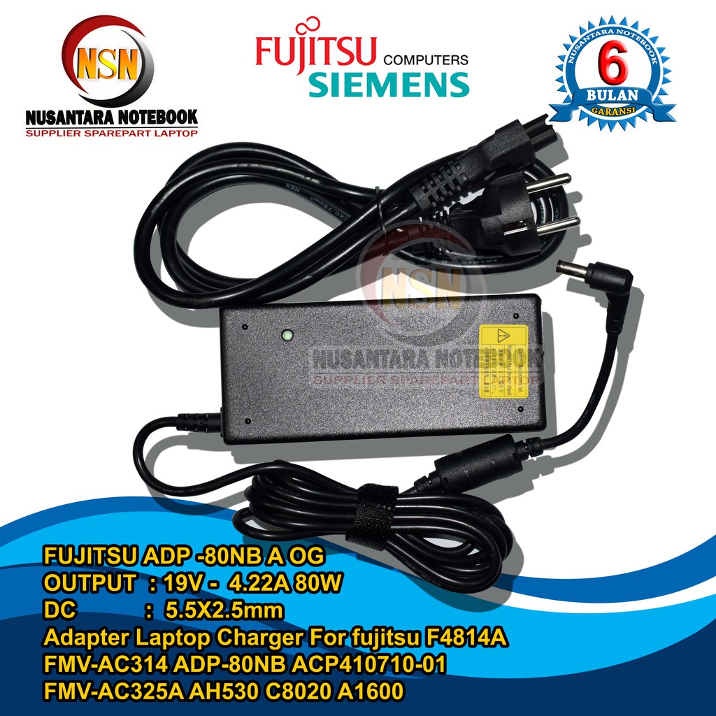 Adaptor Charger Laptop Fujitsu Siemens Lifebook C1000 C2000 E2000 E6000 E8000 N S T Series 19V 4.22A