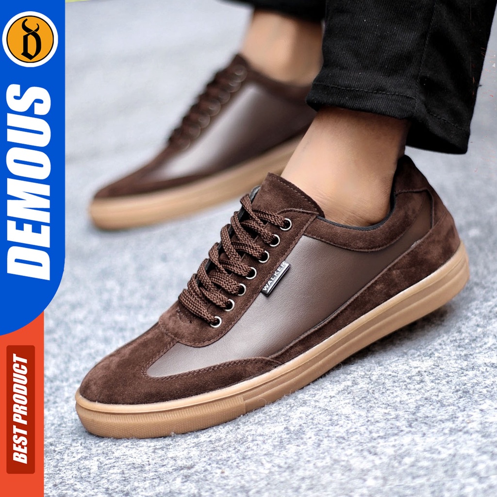 Sepatu Sneakers Pria Sepatu Casual Pria Kulit Pu Sepatu Kerja Kuliah Kondangan Sepatu Hitam Pria DEMOUS RAMIREZ