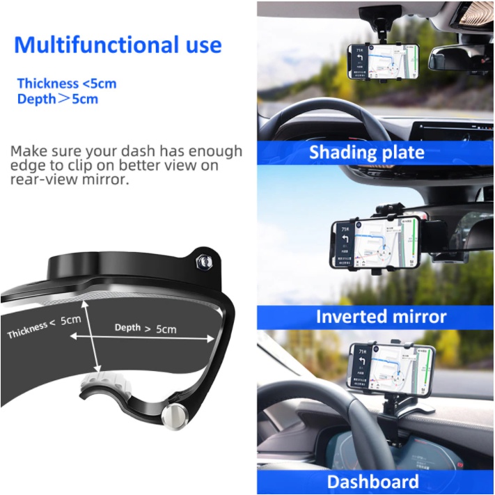 #LC-AccHP HD35 Holder Hp Dashboard Mobil Jepit 360 Derajat 3in1 Universal