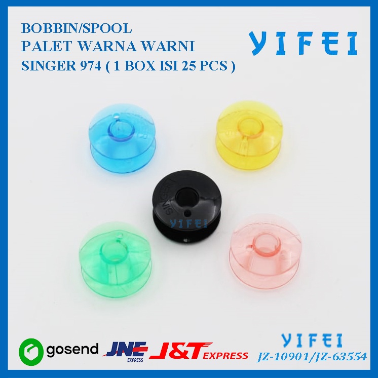 Spool / Bobbin Plastik Warna Warni 1 BOX 25 PCS SINGER 974/YIFEI-10901