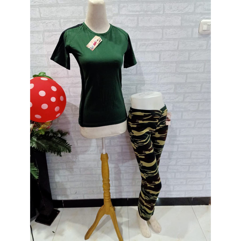 SETELAN SENAM ARMY LORENG YOVIS SPORT / SETELAN OLAHRAGA WANITA / SETELAN BAJU SENAM