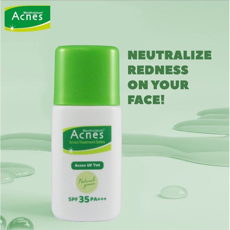 ORIGINAL Acnes UV Tint Natural Green SPF 35 PA+++ 30gr / UV Sunscreen / Sunblock Wajah / Anti Radiasi / Anti Jerawat /  LEDI MART